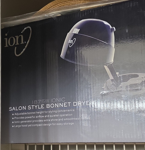 ion 1875W Ionic Salon Style Bonnet Dryer Black Adjustable Hood Ionic Quiet