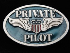 QK09102 VINTAGE 1970s PRIVATE PILOT COMMEMORATIVE INSYTLE PEWTER BELT BUCKLE