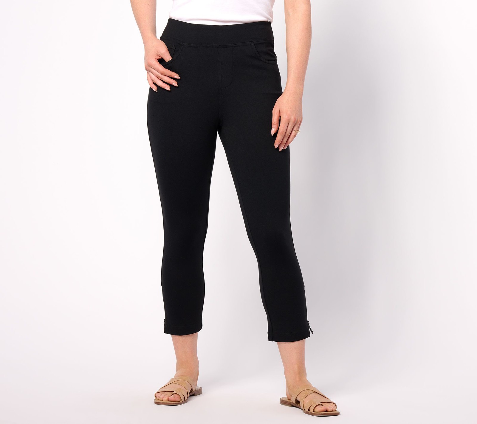 Belle by Kim Gravel Women's Pants Sz 12 Tall Coastal Crop Perfect Black A640320