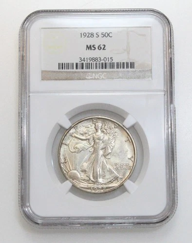 1928-S 50C WALKING LIBERTY SILVER HALF DOLLAR NGC MS62