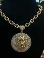 Cadena Con Dije Cabeza de León de Oro Laminado Xp Uso Diario Alta Calidad Nueva