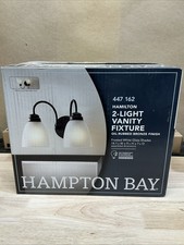 Hampton Bay Hamilton 2-Light Oil Rubbed Bronze Vanity Light with Frosted Glass