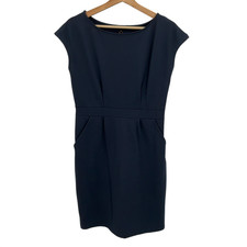 Quince Ultra-Stretch Ponte Cap Sleeve Dress Navy Basic Sleeved M