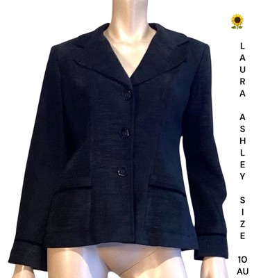   LAURA ASHLEY SIZE 10 AU FULLY LINED GRAY MULTI TEXTURED BLAZER JACKET