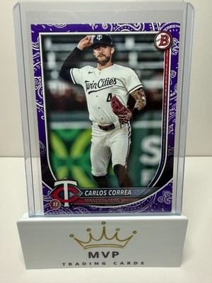 2025 Bowman Carlos Correa #73 Purple Pattern Border Minnesota Twins 117/199