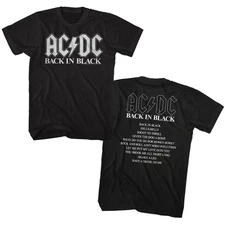 AC/DC Back In Black Album Black Rock and Roll Music Band TShirt