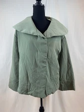 New J. Jill Jacket Coat Sage Green Embroidered Paisley Textured Plush Lining XXS