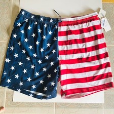 NWT OLD NAVY Red, White  Blue American Flag Swim Trunks XXL USA mesh, pockets