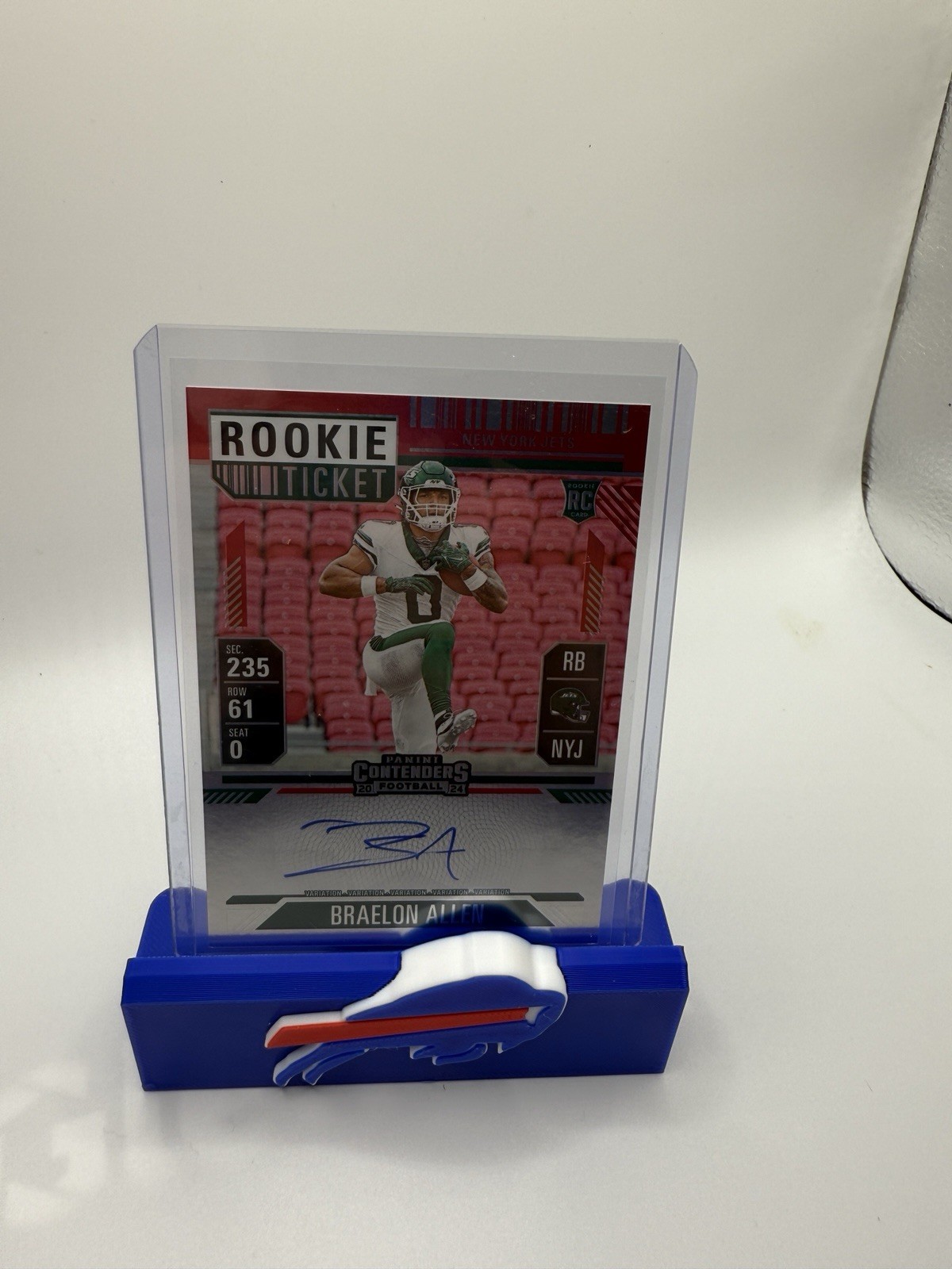 2024 Panini Contenders Braelon Allen Rookie Ticket Var Auto Red Zone FOTL Jets