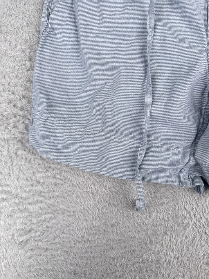 Pantalones Cortos Mujer The North Face 8 Azul Blanco Rayas Cordón Lino Mezcla Algodón 6" Foto 3 de 4