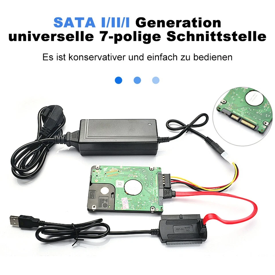 Adapter USB 3.0 auf SATA IDE 2.5" 3.5" HDD SSD Festplatte CD DVD ROM + Netzteil - Bild 4 von 4
