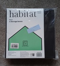 NEW Argos Home Fabric Storage Boxes 28cm x 28cm Set of 4 - Black