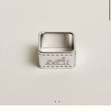 Hermès Scarf Ring Bolduc 90 Silver Plated Paradium Rare Jewelry