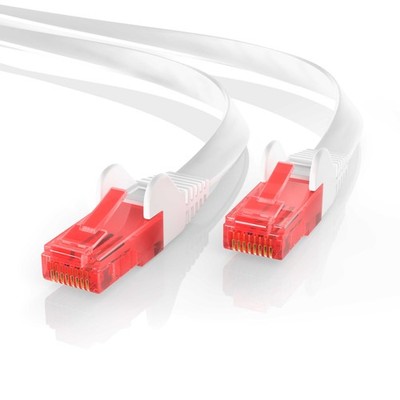 Primewire CAT.6 LAN-Flachbandkabel U/FTP RJ45 flexibl Verlegen Weiß / Rot 30m