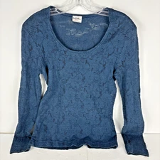 BCBG Paris Knits Lace-Texture Long Sleeve Top Size 3 Made in USA
