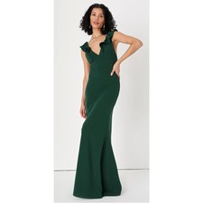 Lulus NWT Perfect Opportunity Hunter Green V-Neck Maxi Dress M Wedding Guest