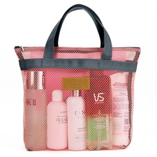 TOPASION Mesh Shower Caddy Bag Portable Hanging Toiletry and Medium, Pink