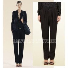 GUCCI PANTS BLACK CROCODILE PRINT SILK JACQUARD TROUSERS $1,100 IT 46 US 10