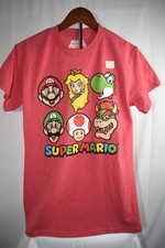 Nintendo Super Mario Bros T-Shirt Men  s M Red Yoshi Bowser Luigi Toad Peach NWOT