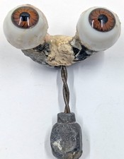 German Antique Hand Blown Rocker Glass Doll Eyes Brown 14mm E3-96a