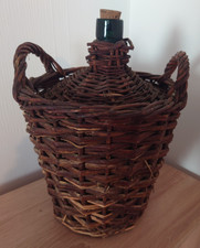 Weinballon Glasballon Weidengeflecht, 5 Liter, im Korb eingeflochten Vintage