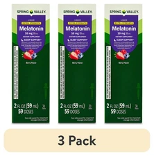 (3 Pack) Spring Valley Liquid Melatonin Sleep Support Supplement 2 fl oz Each