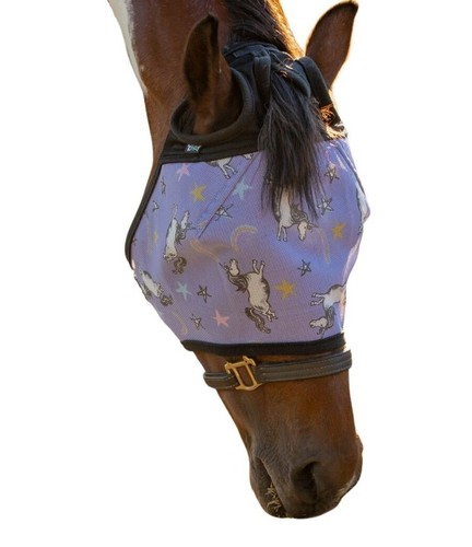 Mackey Equine Fat Pony Unicorn Print Fly Mask - Mini, Pony, Small, Medium, Large - Picture 3 of 4