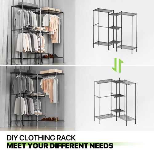 Heavy Duty Clothe Storage Garment Rack Home Closet Organizer Shelf w/Hanging Rod - Picture 8 of 12