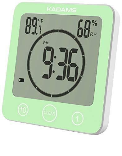 KADAMS Digital Bathroom Shower Kitchen Clock Timer with Alarm Green