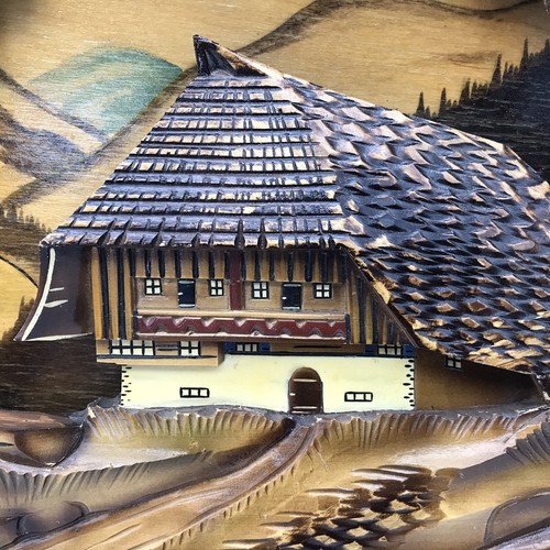 German Black Forest Wood Carved Landscape Lodge Wall Hanging Art - Picture 12 of 12
