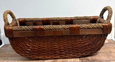 Sturdy Wicker Woven Basket With Rope, Storage, Unique ShapePre-Owned