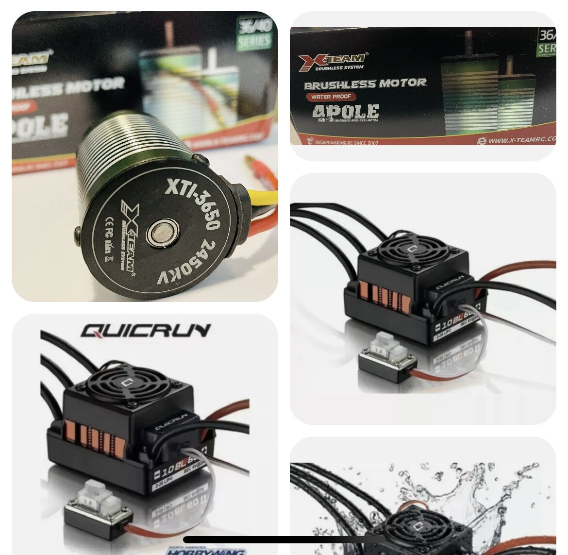 Xteam 2450KV Brushless Motor with Hobbywing 60A ESC for 1/10 RC Cars