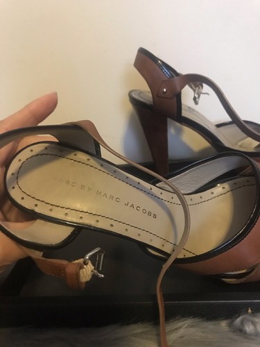 Authentic Marc By Marc Jacobs Women's Platform Ankle Pumps Suede Brown Size 37 - Picture 10 of 12