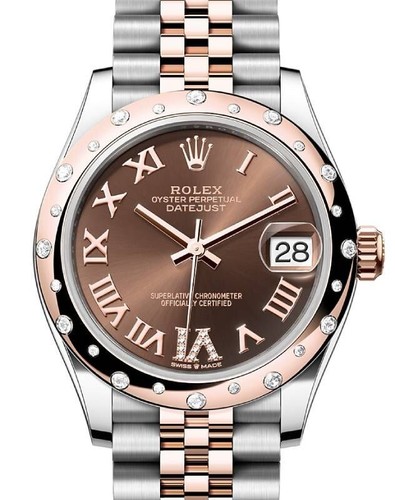 Rolex Lady Datejust 31 Rose Gold & Steel Chocolate Diamond VI Jubilee 278341RBR - Picture 1 of 3