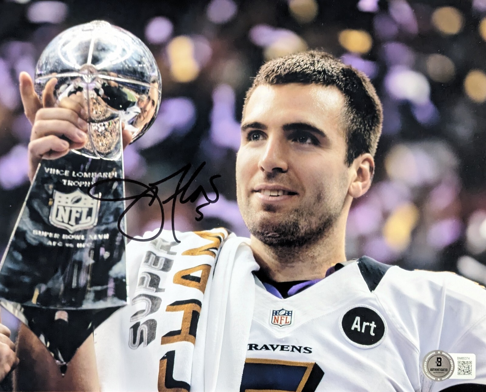 Joe Flacco Autographed Signed Baltimore Ravens 8x10 SB XLVII Photo Beckett BAS 