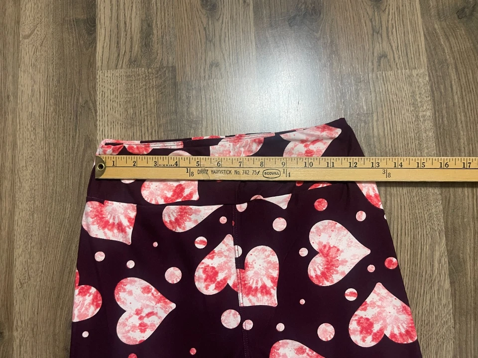 LuLaRoe Pants, Womens One Size, Red Pink, Heart, Pull On, Skinny, Leggings - Image 2 of 4