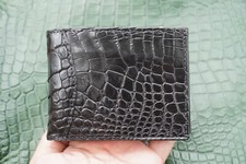 Real Crocodile Leather Skin Men's Money Clip WALLET Black  X37