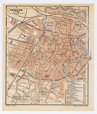 1910 ANTIQUE CITY MAP OF HAARLEM / HARLEM / HOLLAND NETHERLANDS