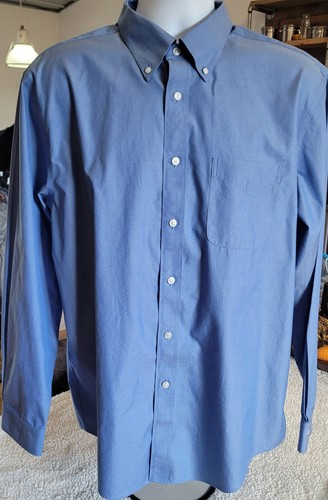 LL Bean Sky Blue Long Sleeve, Slightly Fitted Dress Shirt. 16 1/2-35. ID 265753