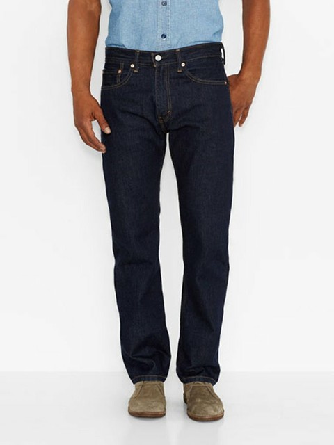 Levi's Men's 505 Regular-Fit Non-Stretch Jeans Blue Dark Wash Rinse 36WX30L | eBay