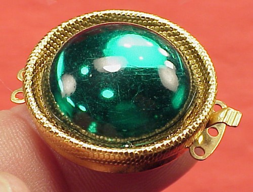 Vintage 26mm Necklace Clasp Connector 3 Str Emerald Cabachon High Art Deco - Picture 7 of 7