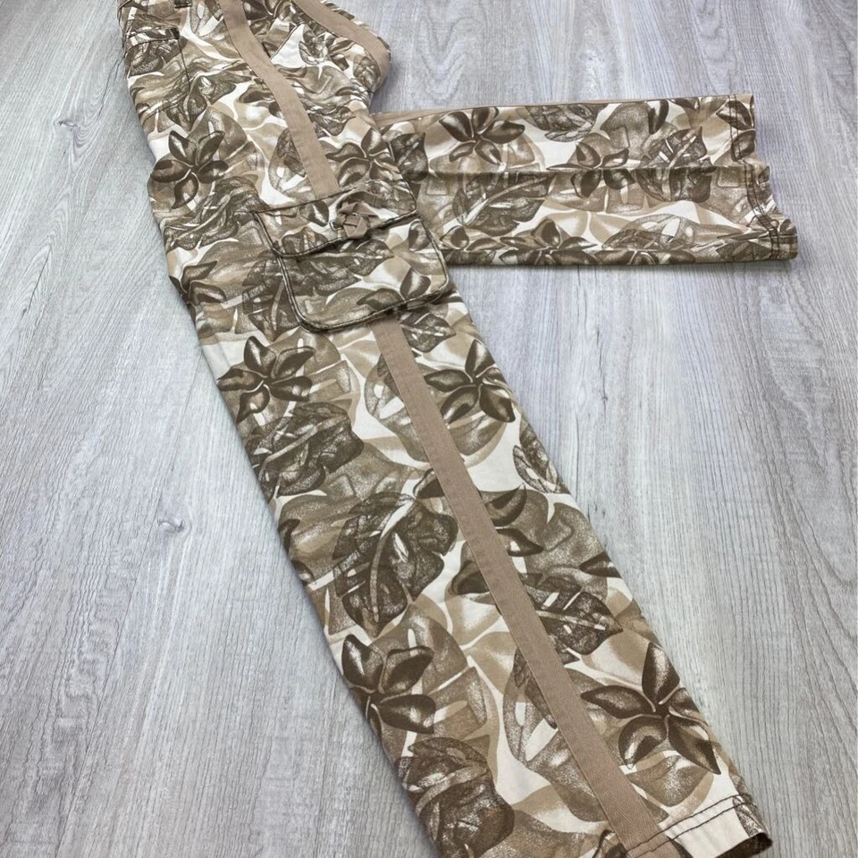 Cabela's Informales Mujer Pantalones Carga Marrón Beige Floral Tiro Medio Bolsillos Algodón 4 Foto 3 de 4