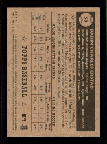 Darin Erstad 2001 Topps Heritage #58b espalda negra - Imagen 2 de 2