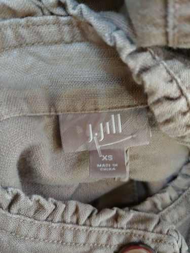 J Jill Womens Jacket Sz XS Light Brown Tan Button Front Pockets Linen Cotton - Picture 5 of 7