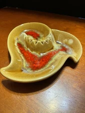 vintage pottery ashtray art Maurice ceramics California mid century modern Red