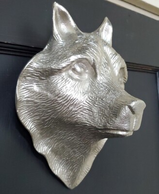 Wolf Head -  Wall Mounted - Faux Taxidermy - Metal 