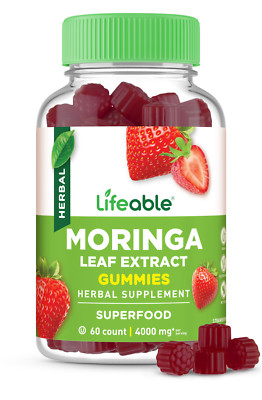 Lifeable Moringa Leaf Extract - Great Tasting Strawberry Flavor Gummy - 60 Count
