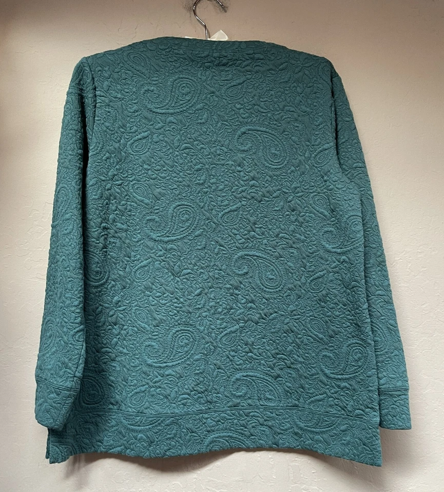 Suéter para mujer Lands' End M/P 10-12 informal azul verde cachemira con textura en relieve Foto 2 de 4