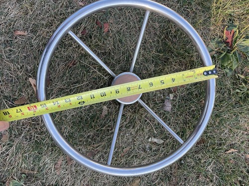 Marine Boat Steering Wheel Stainless Steel 5 Spoke Teak Wood Cap - Picture 2 of 5