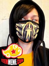 Máscara facial de escorpión máscara facial mortal kombat cosplay adulto bajo cero lavado reutilizable